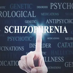 Dito, la schizofrenia è ereditaria, con parole chiave come "genetico", "neurologico" e "psicotico" che circondano il termine centrale.