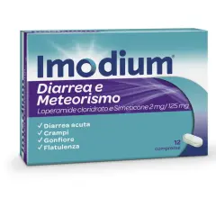 Imodium: per diarrea acuta, crampi, gonfiore e flatulenza. Aiuta a ritrovare il benessere.