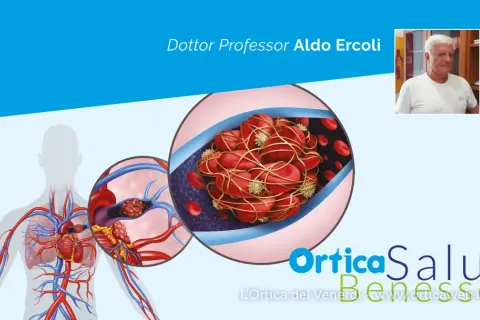 Dottor Professor Aldo Ercoli discute l'aspettativa di vita dopo embolia polmonare, con illustrazioni di coaguli sanguigni.