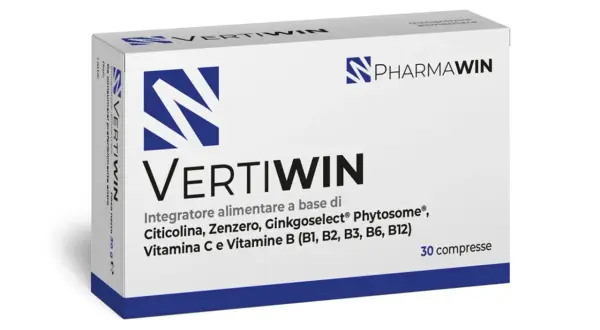 Box of Vertiwin dietary supplement for dizziness, containing 30 capsules.