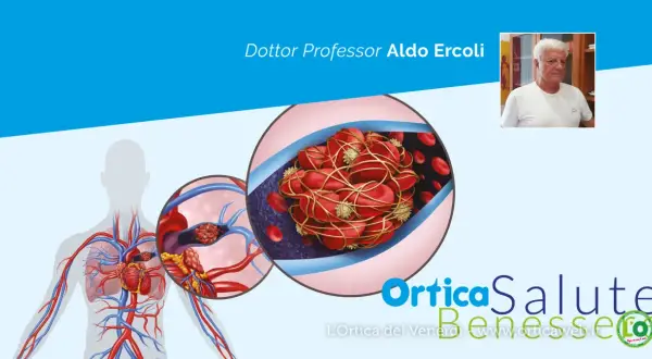 Dottor Professor Aldo Ercoli discute l'aspettativa di vita dopo embolia polmonare, con illustrazioni di coaguli sanguigni.