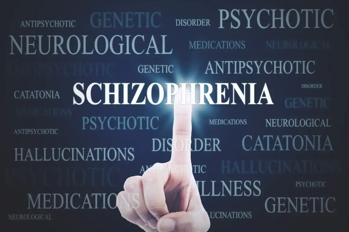 Dito, la schizofrenia è ereditaria, con parole chiave come "genetico", "neurologico" e "psicotico" che circondano il termine centrale.