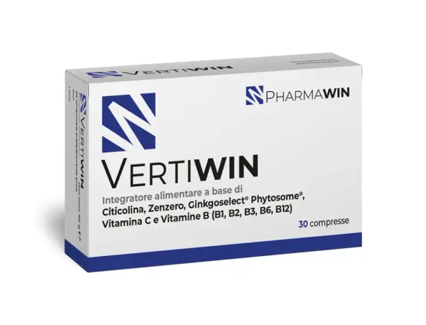 Box of Vertiwin dietary supplement for dizziness, containing 30 capsules.